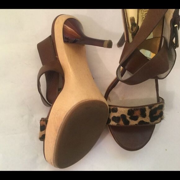 Michael Kors Calf Hair Animal Print Leather Wooden - Picture 4 of 11